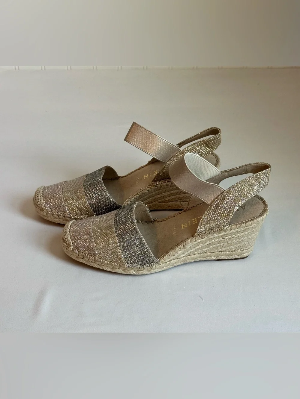 Anne Klein Metallic Multitone Espadrille Slingback Wedges